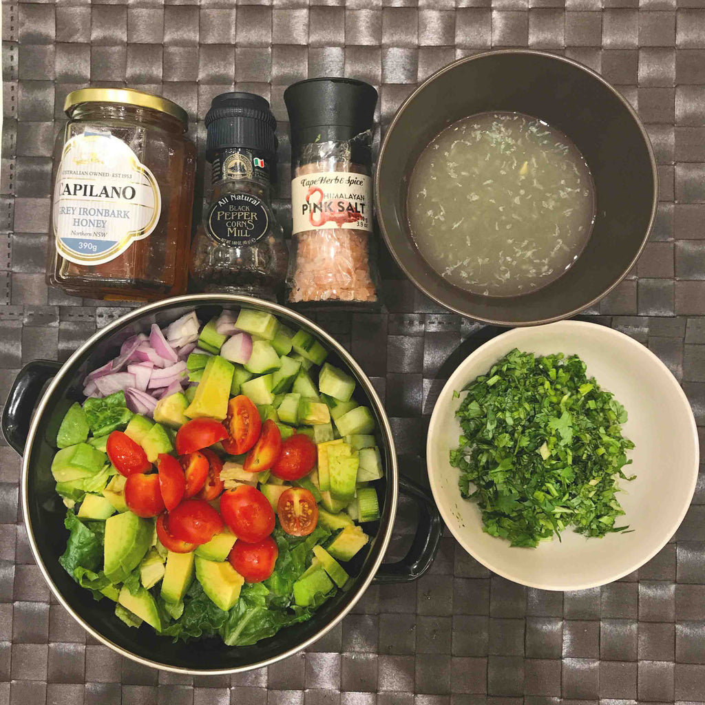 香菜蜂蜜辣木檸汁沙律