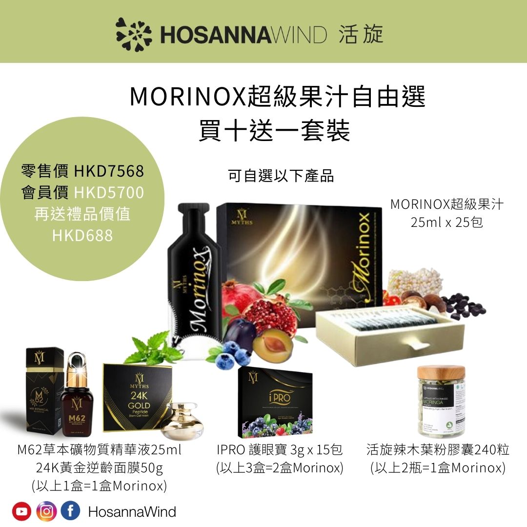 MORINOX 超級果汁自油選套裝買10送1 - ﻿﻿兩項成份專利：﻿沙棘，72種深海礦物質